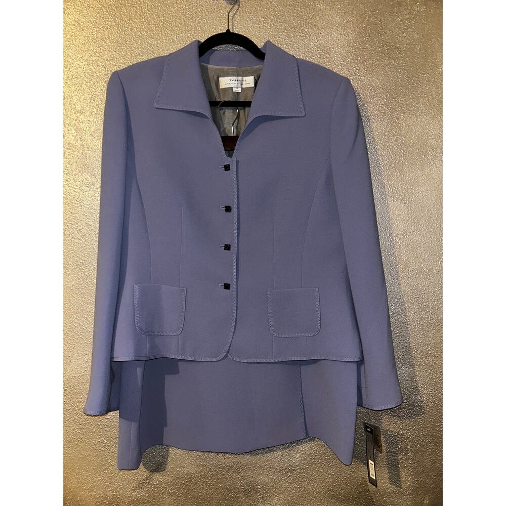 Tahari ASL Iris Skirt Suit Set 16 NWT Purple Blazer Pencil Skirt Career Business - Picture 3 of 12